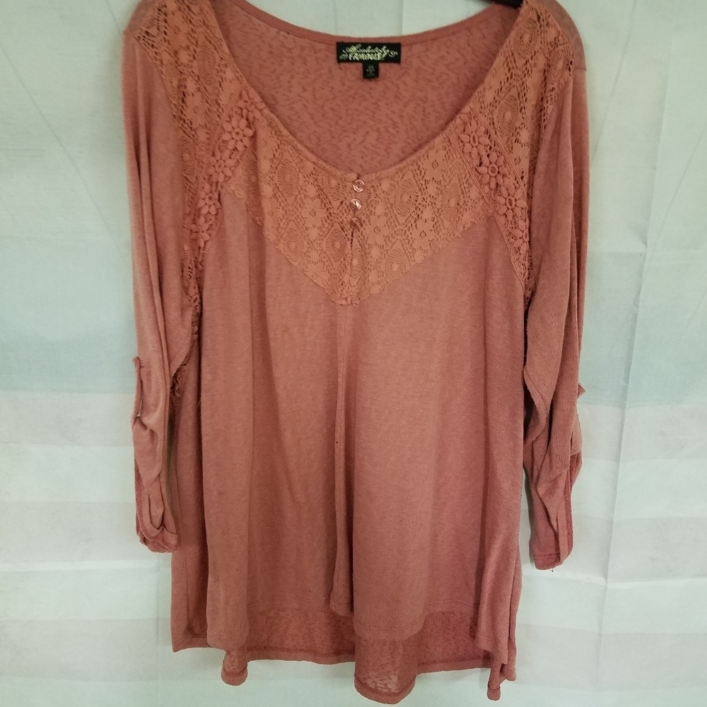 Absolutely Famous 3X Lacy Long Sleeve Top